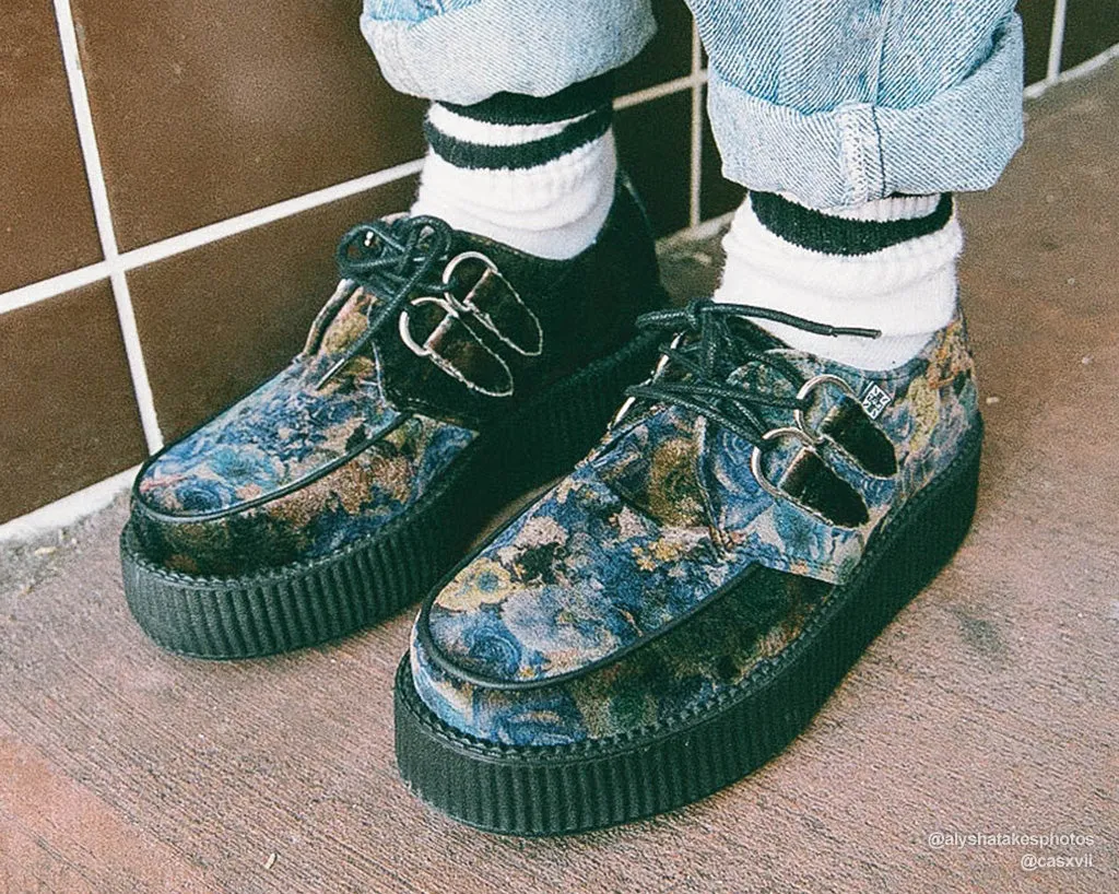 T.U.K Dark Floral Velvet Viva Monda Creeper