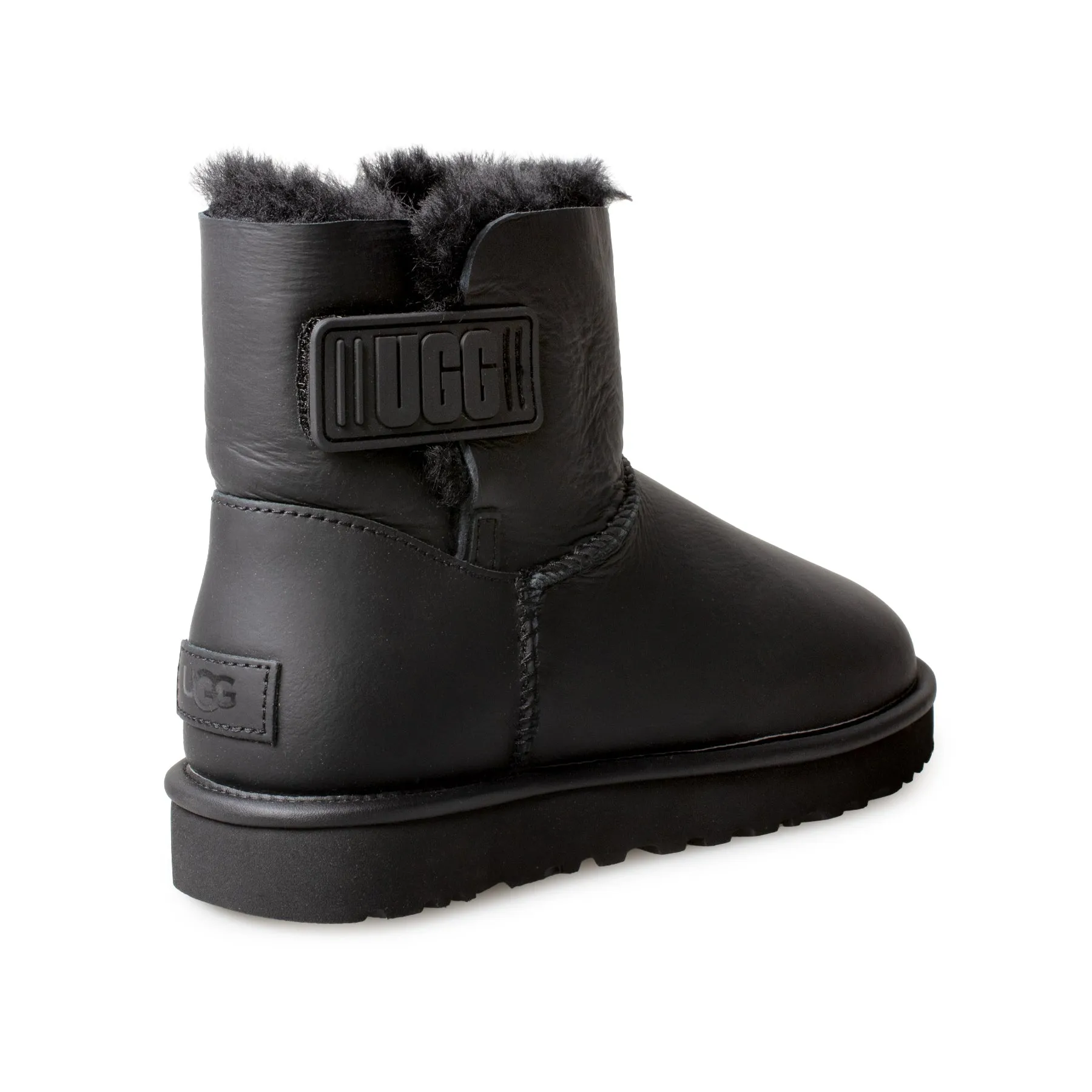 UGG Mini Bailey Logo Strap Ultra Matte Black Boots - Women's