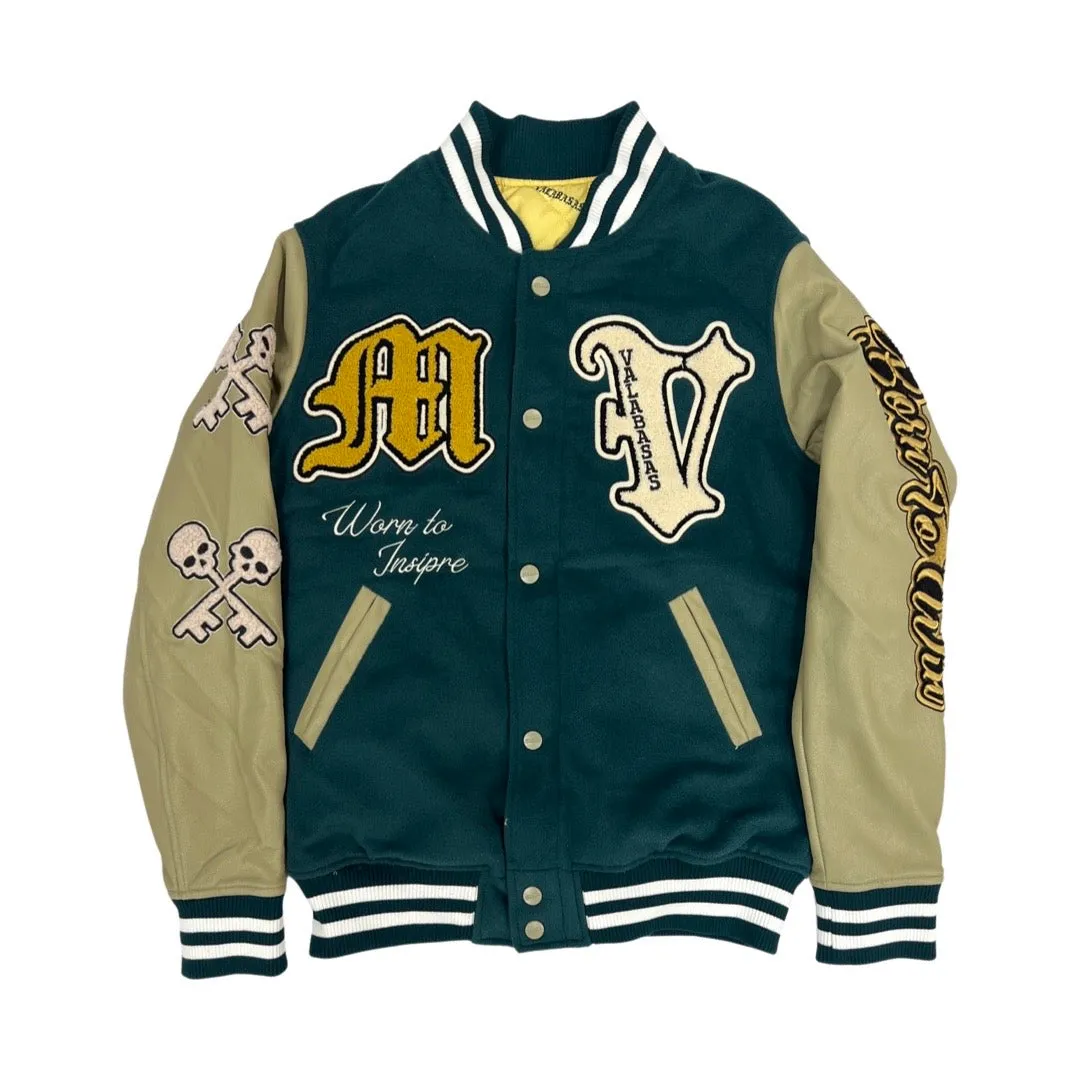 Valabasas “Skulls” Olive Varsity Jacket