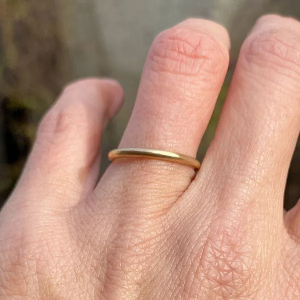 Vintage Half Round Gold Wedding Band, Size 7 1/2