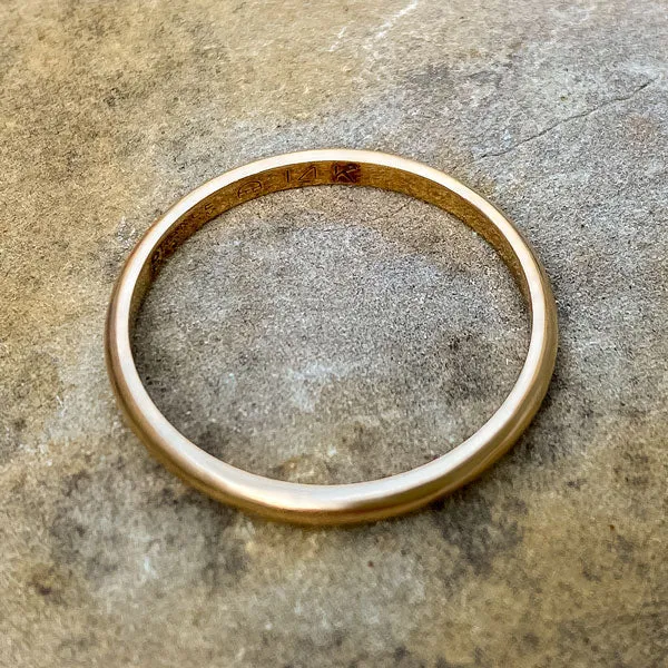 Vintage Half Round Gold Wedding Band, Size 7 1/2