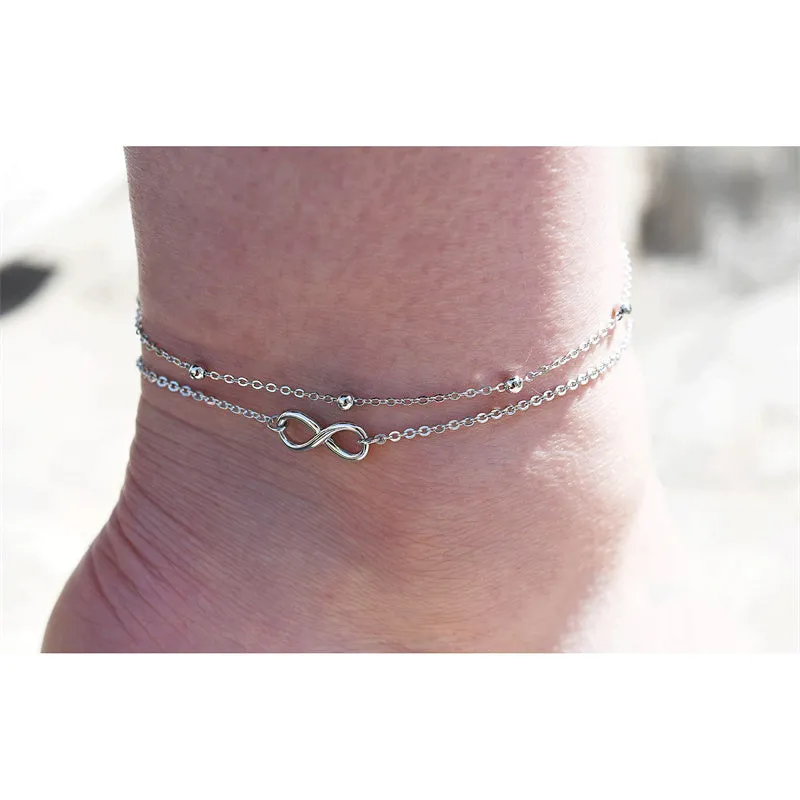 Womens Anklet 925 Sterling Silver  Layered Anklet Bracelet Dainty Beaded Chain Anklet Adjustable 11 Anklet for Women