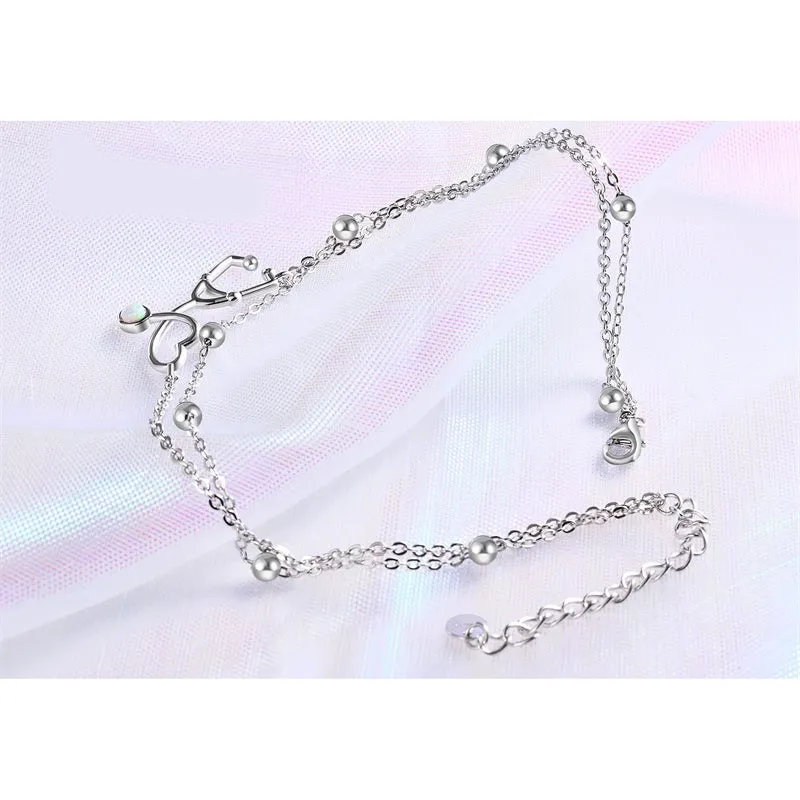 Womens Anklet 925 Sterling Silver  Layered Anklet Bracelet Dainty Beaded Chain Anklet Adjustable 11 Anklet for Women