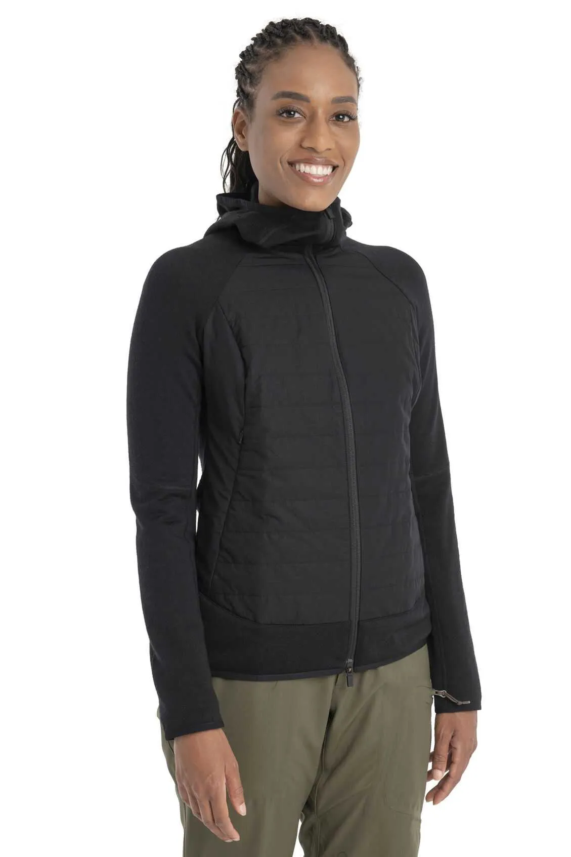 Womens Merino Blend Quantum Hybrid LS Zip Hoodie