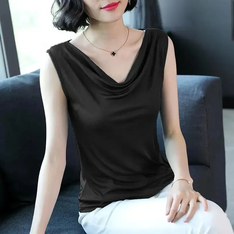 Women's Viscose Drape Neck T-Shirts Top  Blouse for Women  Tunicas Mujer Verano  Blusas En Oferta Y Envío Gratis