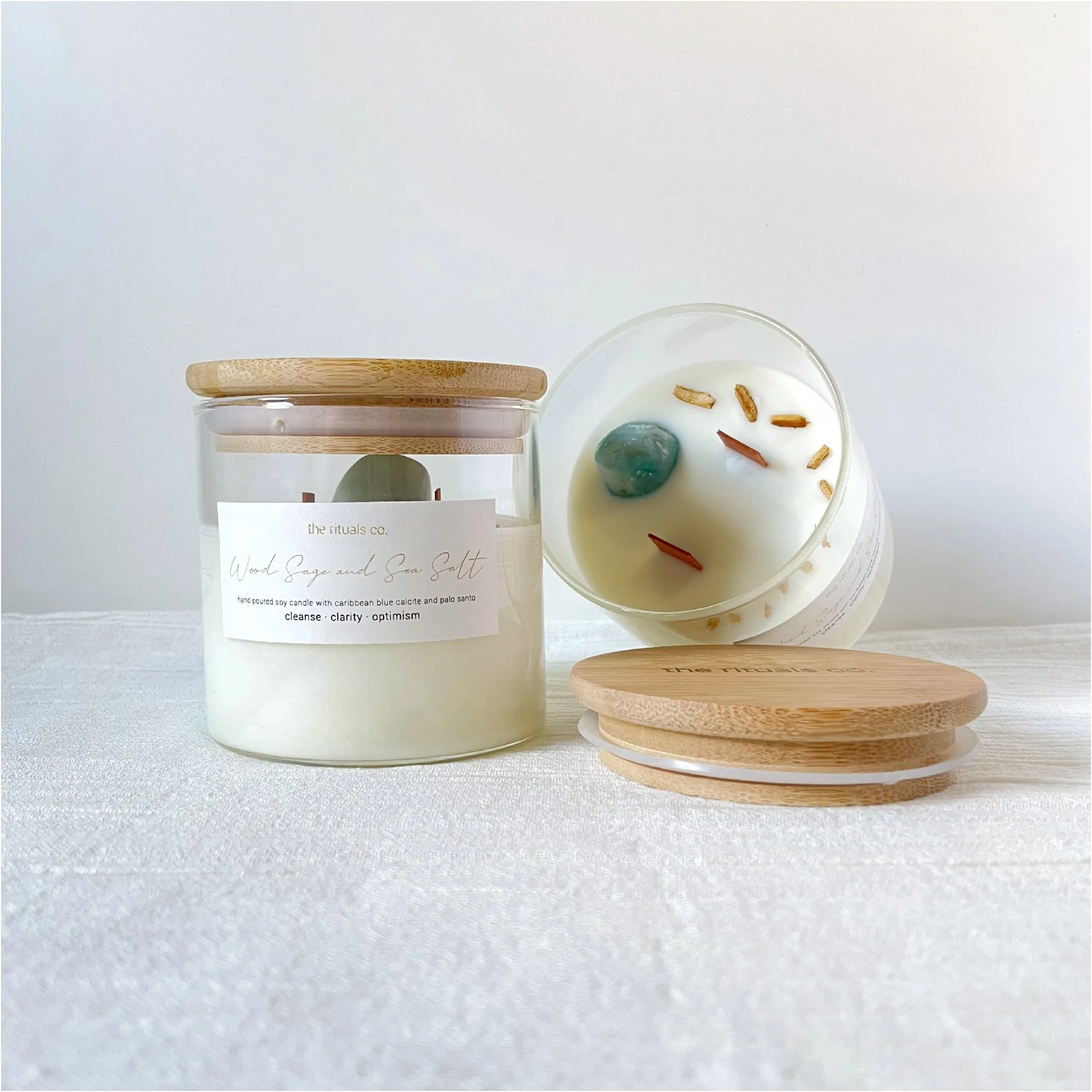 Wood Sage and Sea Salt Crystal Candle