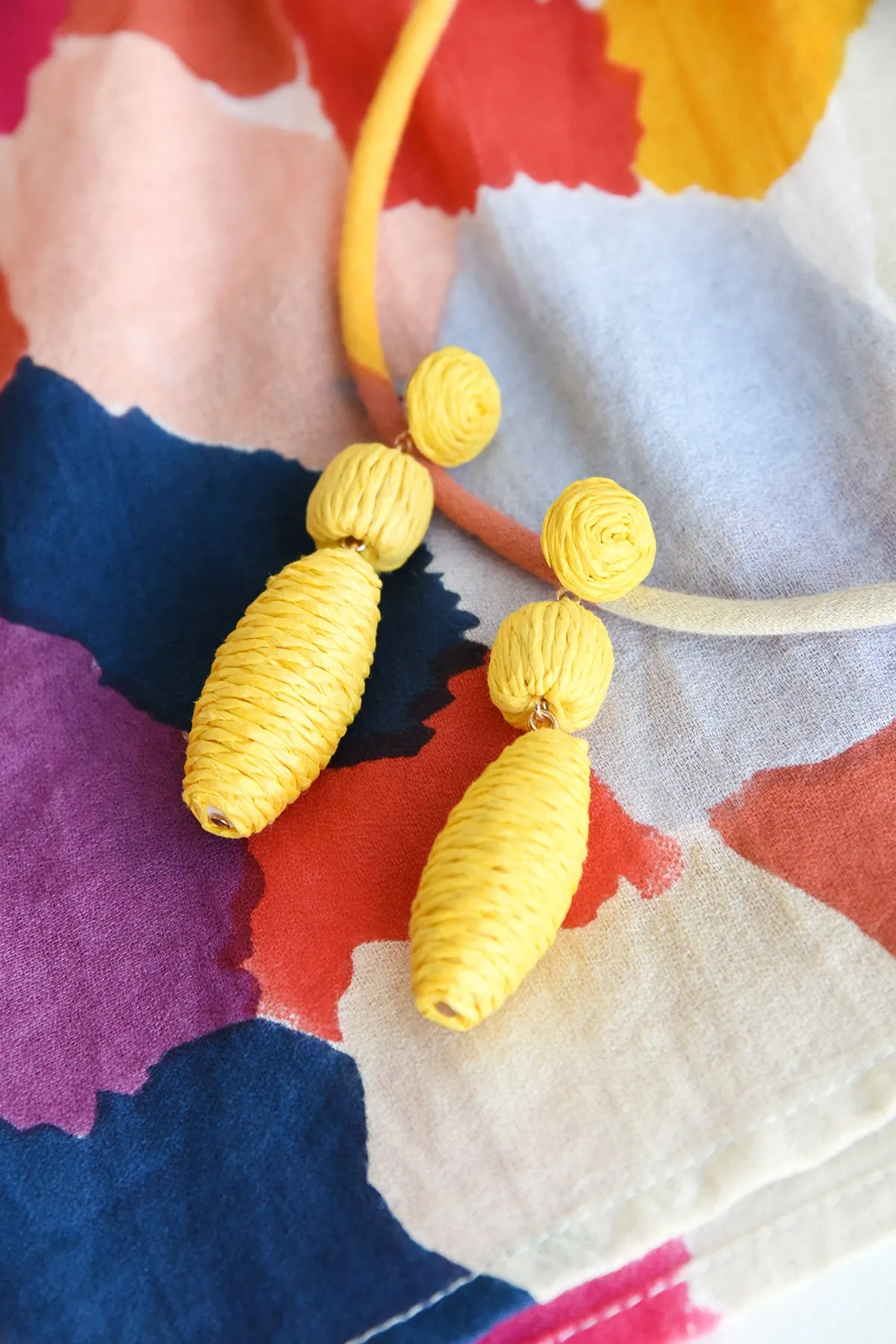 YELLOW STRAW EARRINGS