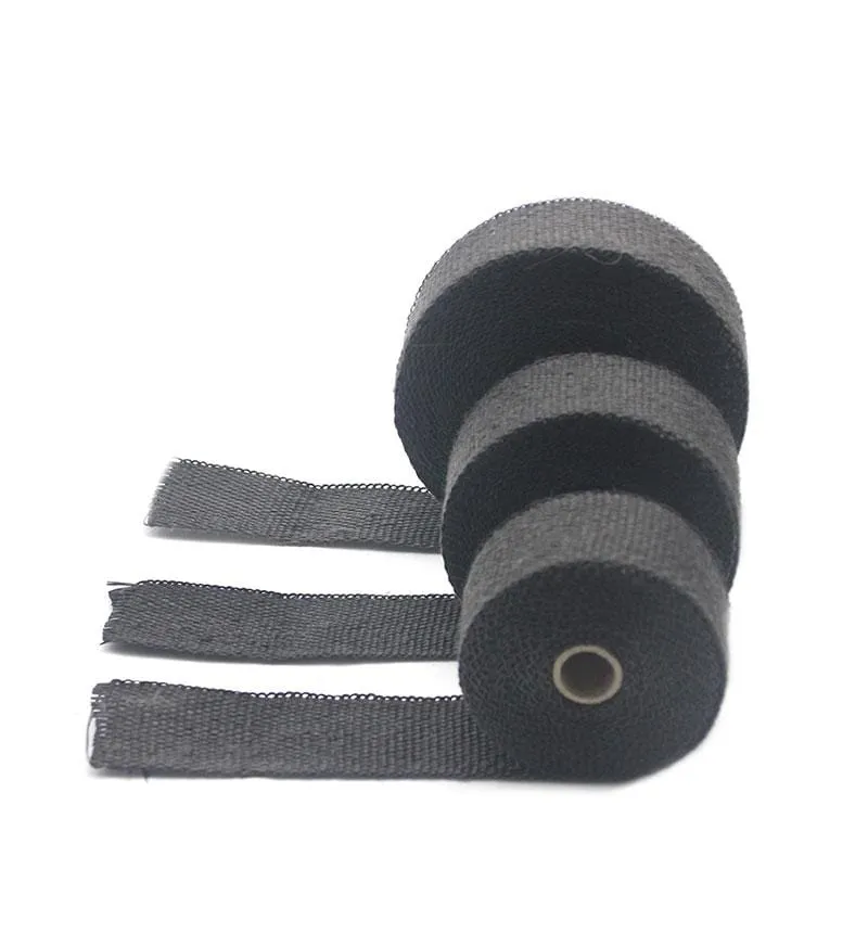 ZSDTRP 5cm*5M 10M 15M Titanium/Black Exhaust Heat Wrap Roll for Motorcycle Fiberglass Heat Shield Tape with Stainless Ties